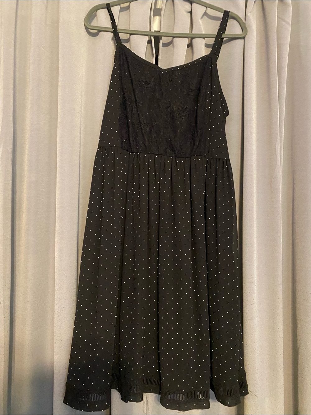 torrid Black Polka Dot Midi Dress with Lace Bodice